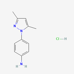 molecular formula C11H14ClN3 B1379703 4-(3,5-Dimethyl-1H-pyrazol-1-yl)aniline hydrochloride CAS No. 1431963-73-3