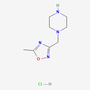 molecular formula C8H15ClN4O B1379704 1-[(5-甲基-1,2,4-恶二唑-3-基)甲基]哌嗪盐酸盐 CAS No. 1402709-99-2