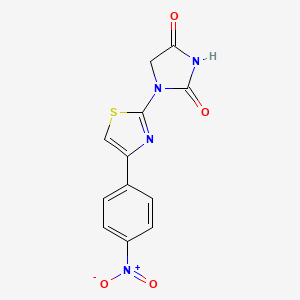 molecular formula C12H8N4O4S B13797045 Hydantoin, 1-(4-(p-nitrophenyl)-2-thiazolyl)- CAS No. 78140-08-6