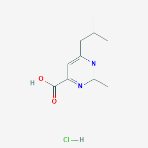 molecular formula C10H15ClN2O2 B1379729 6-Isobutyl-2-methyl-4-pyrimidinecarboxylic acid hydrochloride CAS No. 1609400-12-5