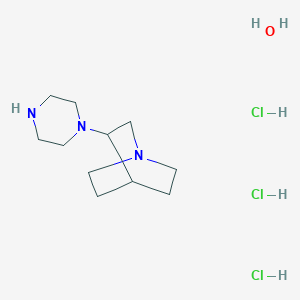 molecular formula C11H26Cl3N3O B1379731 3-(1-Piperazinyl)quinuclidine trihydrochloride hydrate CAS No. 1301739-70-7