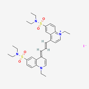 molecular formula C33H43IN4O4S2 B13797345 6-[(Diethylamino)sulfonyl]-4-((E)-3-[6-[(diethylamino)sulfonyl]-1-ethyl-4(1H)-quinolinylidene]-1-propenyl)-1-ethylquinolinium iodide 