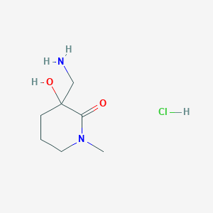 molecular formula C7H15ClN2O2 B1379750 3-(氨基甲基)-3-羟基-1-甲基-2-哌啶酮盐酸盐 CAS No. 1609395-50-7