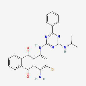 molecular formula C26H21BrN6O2 B13797552 9,10-Anthracenedione, 1-amino-2-bromo-4-[[4-[(1-methylethyl)amino]-6-phenyl-1,3,5-triazin-2-yl]amino]- CAS No. 64086-95-9