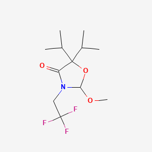 molecular formula C12H20F3NO3 B13797598 2-Methoxy-5,5-bis(1-methylethyl)-3-(2,2,2-trifluoroethyl)oxazolidin-4-one 