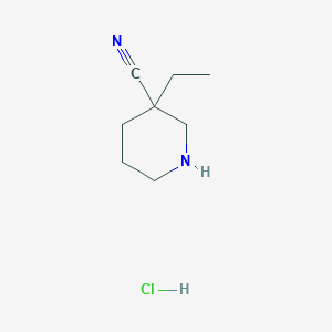 molecular formula C8H15ClN2 B1379760 3-Ethylpiperidine-3-carbonitrile hydrochloride CAS No. 1205750-24-8