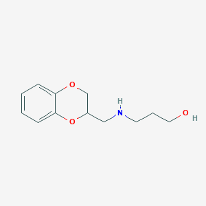 molecular formula C12H17NO3 B13797611 Propanol, 3-[[(1,4-benzodioxan-2-yl)methyl]amino]- CAS No. 74398-46-2