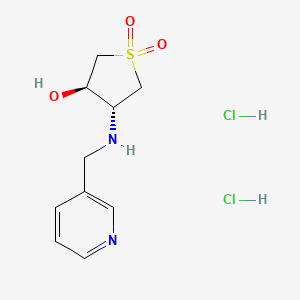 molecular formula C10H16Cl2N2O3S B13797612 trans-1,1-Dioxo-4-[(pyridin-3-ylmethyl)-amino]-tetrahydrothiophen-3-ol dihydrochloride 