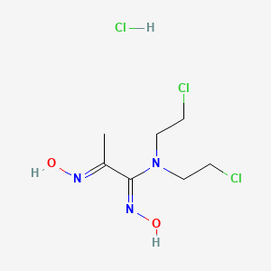 molecular formula C7H14Cl3N3O2 B13797619 N,N-Bis(2-chloroethyl)pyruvamidoxime 2-oxime monohydrochloride CAS No. 77337-93-0