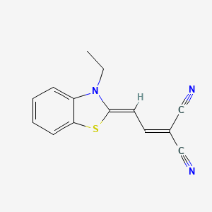 molecular formula C14H11N3S B13797673 Malononitrile,[2-(3-ethyl-2-benzothiazolinylidene)ethylidene]- 