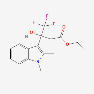 molecular formula C16H18F3NO3 B13797679 Ethyl 3-(1,2-dimethyl-1H-indol-3-yl)-4,4,4-trifluoro-3-hydroxybutanoate 