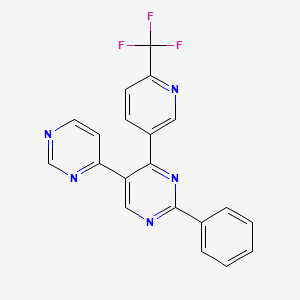 molecular formula C20H12F3N5 B13797737 2-Phenyl-5-(pyrimidin-4-YL)-4-(6-(trifluoromethyl)pyridin-3-YL)pyrimidine 