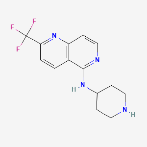 molecular formula C14H15F3N4 B13797766 N-Piperidin-4-YL-2-(trifluoromethyl)-1,6-naphthyridin-5-amine CAS No. 890302-20-2
