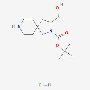 molecular formula C14H27ClN2O3 B1379781 tert-Butyl 3-(hydroxymethyl)-2,8-diazaspiro[4.5]decane-2-carboxylate hydrochloride CAS No. 1609407-80-8