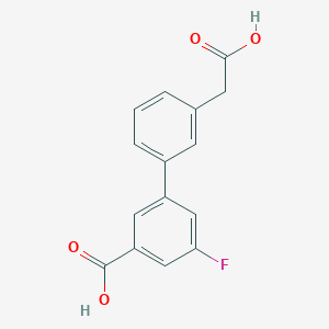 molecular formula C15H11FO4 B1379786 3-[3-(Carboxymethyl)phenyl]-5-fluorobenzoic acid CAS No. 1393442-01-7