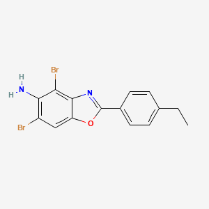 molecular formula C15H12Br2N2O B13797894 4,6-Dibromo-2-(4-ethylphenyl)-1,3-benzoxazol-5-amine CAS No. 637302-98-8