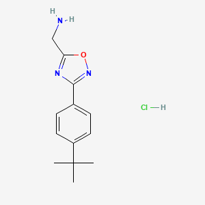 molecular formula C13H18ClN3O B1379793 {[3-(4-tert-Butylphenyl)-1,2,4-oxadiazol-5-yl]methyl}amine hydrochloride CAS No. 1609406-88-3