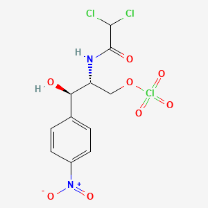 molecular formula C11H11Cl3N2O8 B13797959 Acetamide,2,2-dichloro-N-[(1R,2R)-2-hydroxy-1-(hydroxymethyl)-2-[4-(trioxidochloro)phenyl]ethyl]-,rel- 