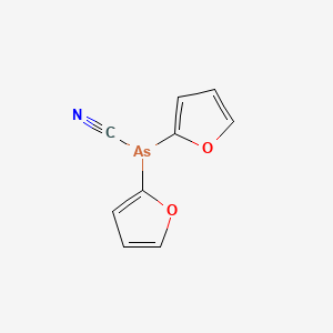 molecular formula C9H6AsNO2 B13797994 Arsine, cyanodi(2-furyl)- CAS No. 64049-15-6