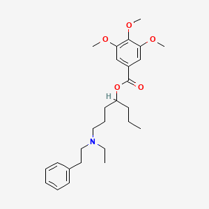 molecular formula C27H39NO5 B13798058 N-Ethyl-N-(4-hydroxyheptyl)phenethylamine 3,4,5-trimethoxybenzoate (ester) CAS No. 67293-36-1