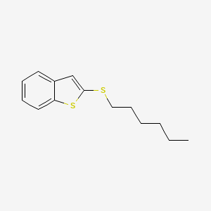 molecular formula C14H18S2 B13798122 Benzo[b]thiophene, 2-(hexylthio)- 