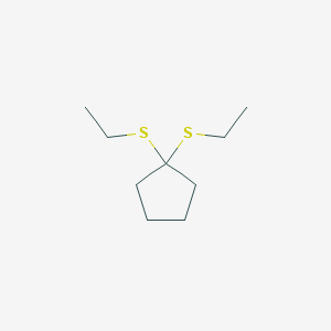 molecular formula C9H18S2 B13798143 Cyclopentane, 1,1-bis(ethylthio)- 