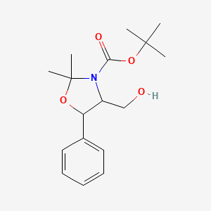 molecular formula C17H25NO4 B1379817 Tert-butyl 4-(hydroxymethyl)-2,2-dimethyl-5-phenyl-1,3-oxazolidine-3-carboxylate CAS No. 1009092-91-4