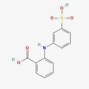 molecular formula C13H11NO5S B13798205 Benzenesulfonic acid, 3-(2-carboxyanilino)- CAS No. 27696-27-1