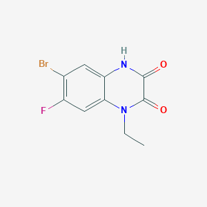 molecular formula C10H8BrFN2O2 B1379826 6-Bromo-1-ethyl-7-fluoro-4H-quinoxaline-2,3-dione CAS No. 1400644-97-4