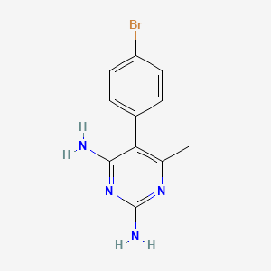 molecular formula C11H11BrN4 B13798262 Pyrimidine, 2,4-diamino-5-(p-bromophenyl)-6-methyl- CAS No. 7331-25-1