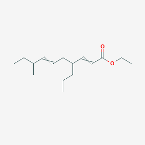 molecular formula C16H28O2 B13798280 8-Methyl-4-propyl-2,6-decadienoic acid ethyl ester CAS No. 56771-51-8