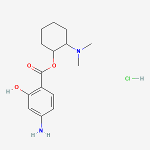 molecular formula C15H23ClN2O3 B13798365 Salicylic acid, p-amino-, 2-(dimethylamino)cyclohexyl ester, hydrochloride CAS No. 78280-31-6