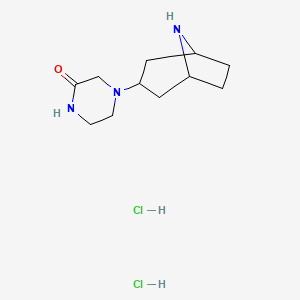 molecular formula C11H21Cl2N3O B1379837 4-(8-Azabicyclo[3.2.1]octan-3-yl)piperazin-2-one dihydrochloride CAS No. 1864064-63-0