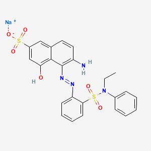 molecular formula C24H21N4NaO6S2 B13798384 Sodium 6-amino-5-[[2-[(ethylphenylamino)sulphonyl]phenyl]azo]-4-hydroxynaphthalene-2-sulphonate CAS No. 70865-30-4