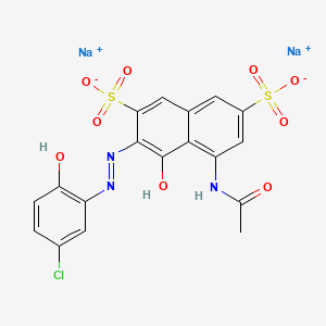 molecular formula C18H12ClN3Na2O9S2 B13798414 Disodium;5-acetamido-3-[(5-chloro-2-hydroxyphenyl)diazenyl]-4-hydroxynaphthalene-2,7-disulfonate 