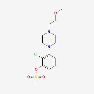 molecular formula C14H21ClN2O4S B13798441 Phenol, 2-chloro-3-[4-(2-methoxyethyl)-1-piperazinyl]-, 1-methanesulfonate 