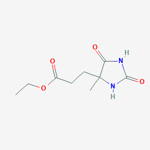 molecular formula C9H14N2O4 B1379857 Ethyl 3-(4-Methyl-2,5-dioxo-4-imidazolidinyl)propanoate CAS No. 1418117-73-3