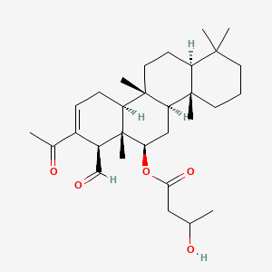 molecular formula C30H46O5 B13798623 [(4aS,4bR,6R,6aS,7R,10aS,10bR,12aS)-8-acetyl-7-formyl-1,1,4a,6a,10b-pentamethyl-2,3,4,4b,5,6,7,10,10a,11,12,12a-dodecahydrochrysen-6-yl] 3-hydroxybutanoate 