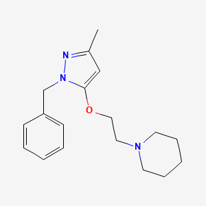 molecular formula C18H25N3O B13798674 Pyrazole, 1-benzyl-3-methyl-5-(2-piperidinoethoxy)- CAS No. 73972-66-4
