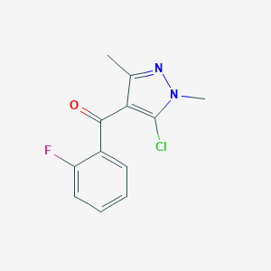 molecular formula C12H10ClFN2O B137987 (5-Chloro-1,3-dimethyl-1H-pyrazol-4-yl)(2-fluorophenyl)methanone CAS No. 29938-71-4