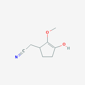 molecular formula C8H11NO2 B13798713 2-(3-Hydroxy-2-methoxycyclopent-2-en-1-yl)acetonitrile 