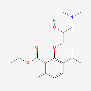 molecular formula C18H29NO4 B13798802 Ethyl 3-(2-hydroxy-3-(dimethylamino)propoxy)-p-cymene-2-carboxylate CAS No. 53251-81-3