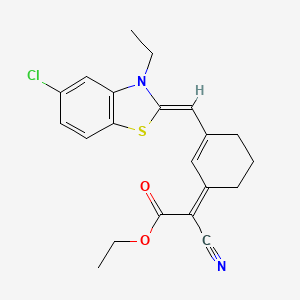 molecular formula C21H21ClN2O2S B13798911 ethyl (2Z)-2-[3-[(Z)-(5-chloro-3-ethyl-1,3-benzothiazol-2-ylidene)methyl]cyclohex-2-en-1-ylidene]-2-cyanoacetate 