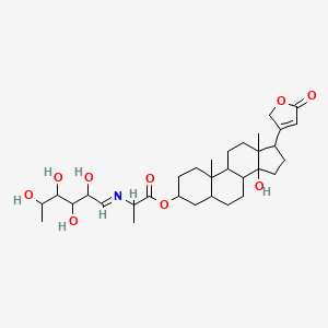 molecular formula C32H49NO9 B13798963 Alanine, N-(6-deoxy-L-mannosyl)-, 3-ester with 3-beta,14-dihydroxy-5-beta-card-20(22)-enolide, L- CAS No. 81072-30-2