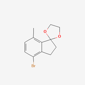 molecular formula C12H13BrO2 B13798970 4-Bromo-7-methyl-1,1-(ethylenedioxo)-indane CAS No. 908334-02-1