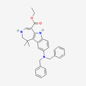 molecular formula C31H33N3O2 B13799234 Azepino[4,5-b]indole-5-carboxylic acid, 9-[bis(phenylmethyl)amino]-1,2,3,6-tetrahydro-1,1-dimethyl-, ethyl ester 
