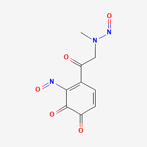 molecular formula C9H7N3O5 B13799458 o-Benzoquinone, 4-((methylnitrosamino)acetyl)-3-nitroso- CAS No. 65561-72-0