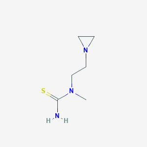 molecular formula C6H13N3S B13799655 N-[2-(Aziridin-1-yl)ethyl]-N-methylthiourea CAS No. 502485-49-6