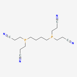 molecular formula C16H24N4P2 B13799747 Phosphine, P,P'-tetramethylenebis(bis(2-cyanoethyl)- CAS No. 74038-26-9