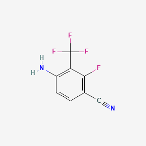 molecular formula C8H4F4N2 B1379984 4-Amino-2-fluoro-3-(trifluoromethyl)benzonitrile CAS No. 1448858-64-7